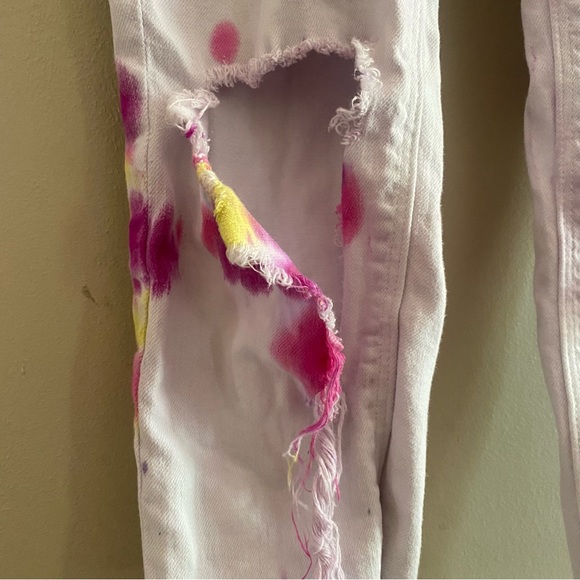 Hudson White Tie Dyed Distressed Jeans - Picture 3 of 5